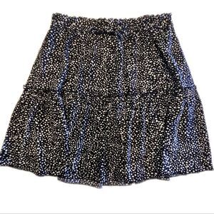 Alelly Black & White Irregular Dot Pattern Tiered Miniskirt, Unlined, M
